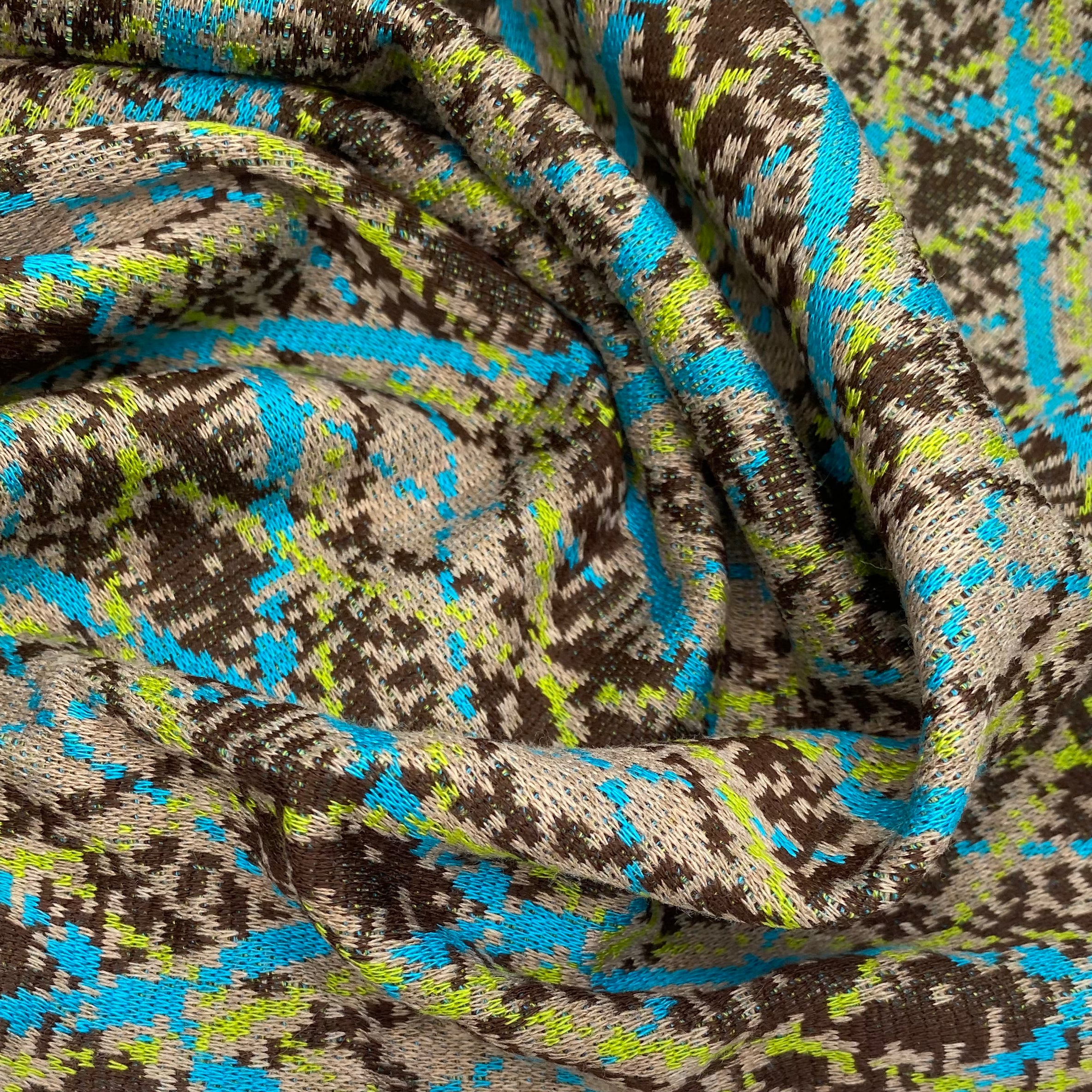 Patterned Polyester Knit - Argyle -  Green/Blue/Brown