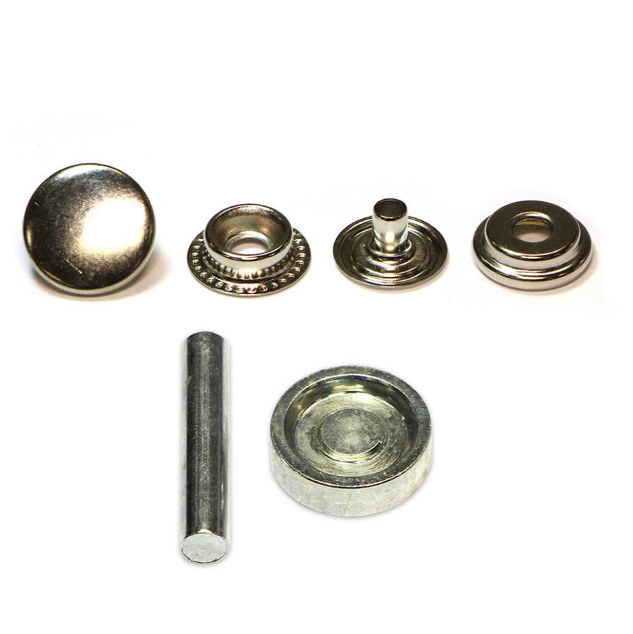 Heavy Duty Snaps with Tool - 15mm (5/8″) - 8 sets - Silver
