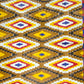 Waxed African Printed Cotton - Diamonds with Bordered Edge - Multi-Colour