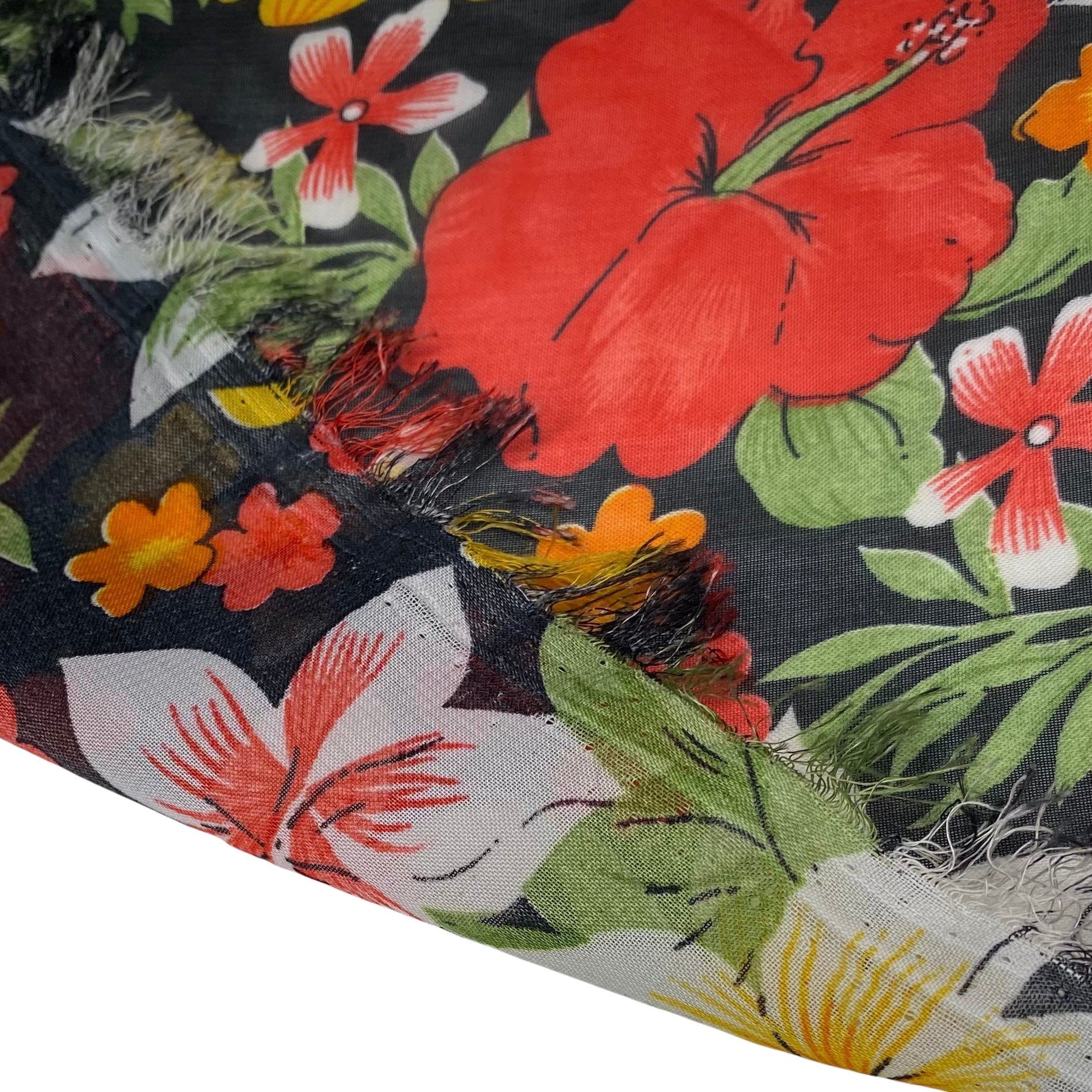 Printed Polyester Chiffon - Aloha Print - Red/Yellow/Black