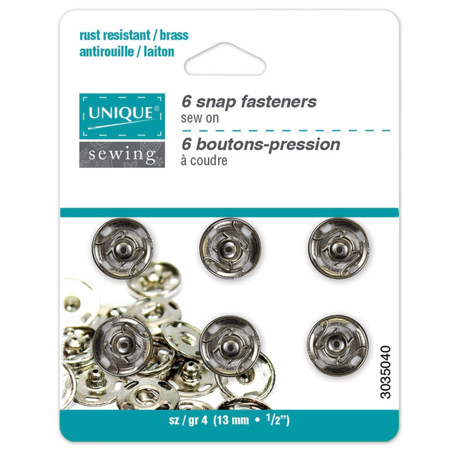 Sew On Snap Fasteners - 13mm (1/2″) - 6 sets - Nickel