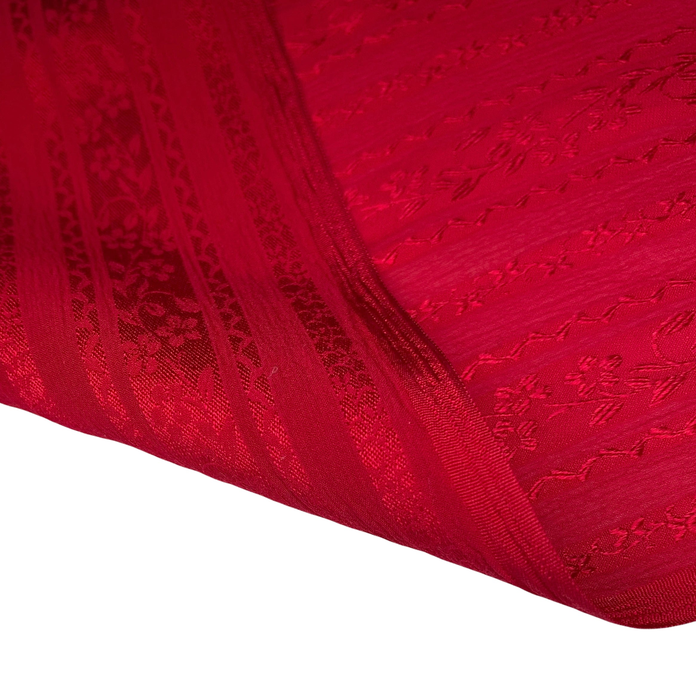 Floral Striped Silk Chiffon - Red