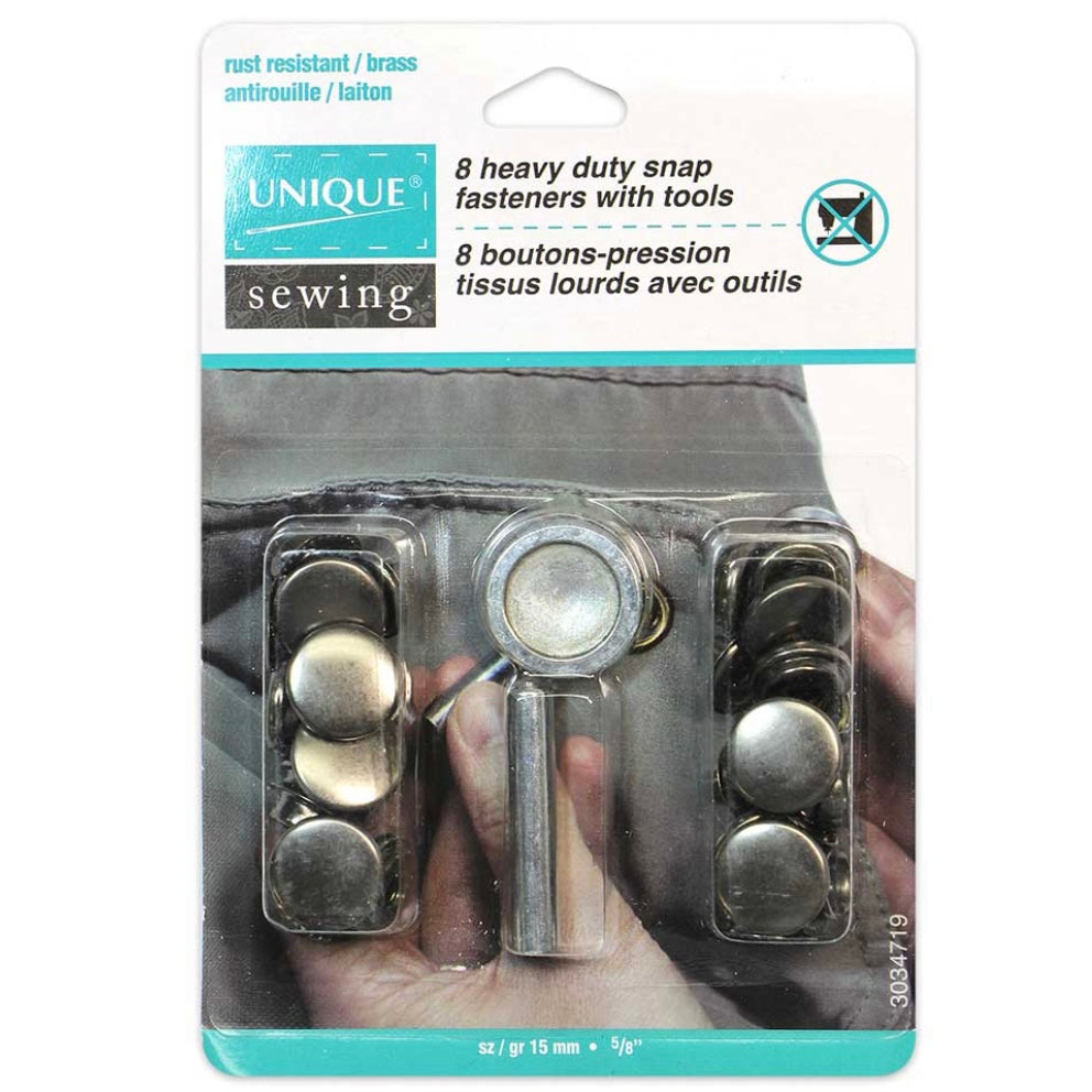 Heavy Duty Snaps with Tool - 15mm (5/8″) - 8 sets - Gunmetal