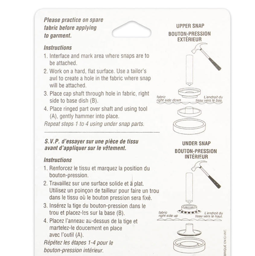Heavy Duty Snaps with Tool - 15mm (5/8″) - 8 sets - Black