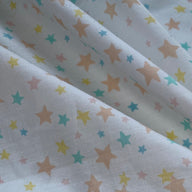 Printed Cotton - Stars - White/Peach/Green/Blue/Yellow