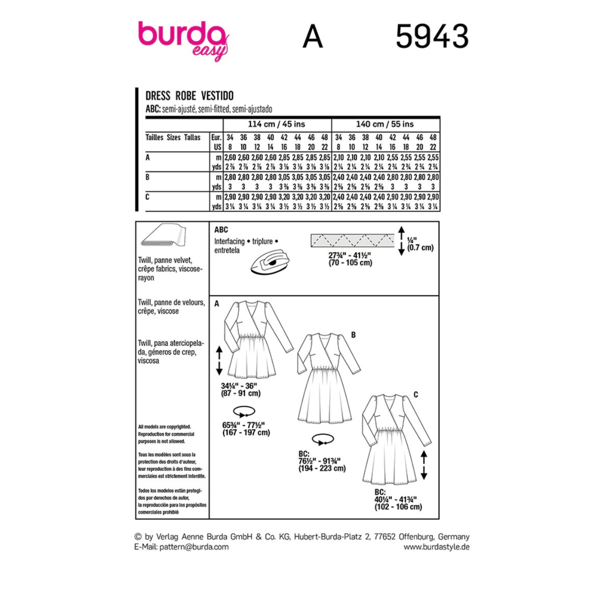 Dress Sewing Pattern - Burda Easy 5943