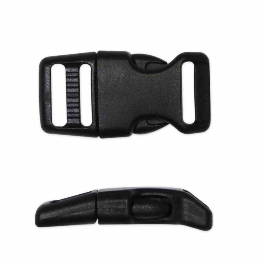 Contoured Parachute Buckle - Plastic - 15mm (9/16″) - Black - 2 pcs