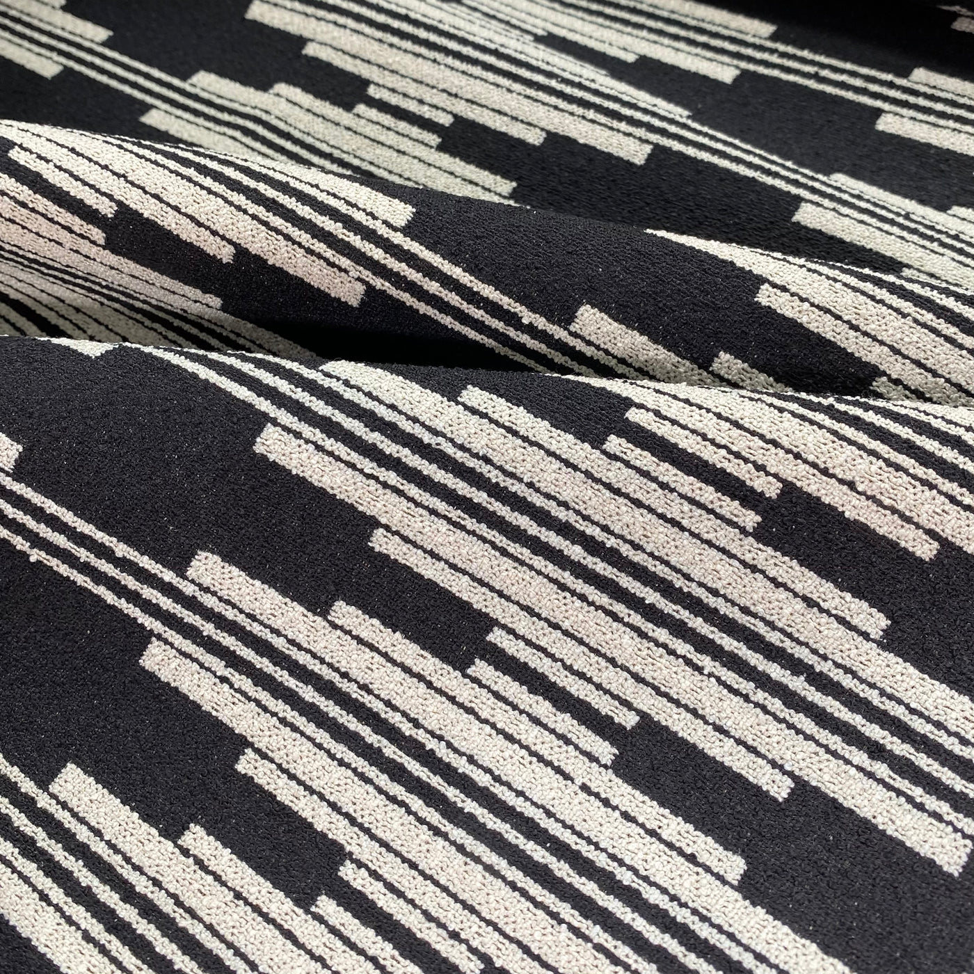 Patterned Upholstery - Designer Remnant - Black/Ivory