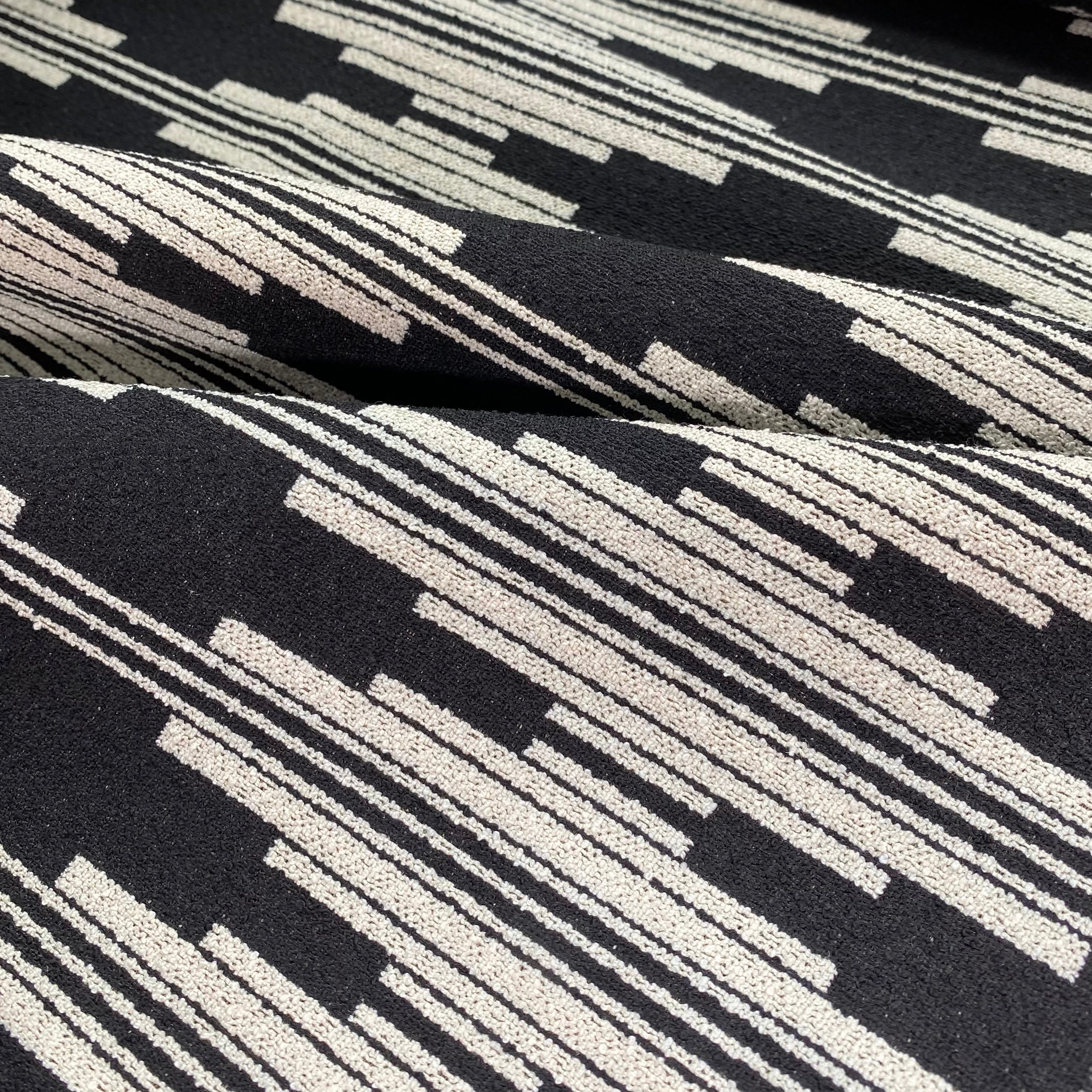 Patterned Upholstery - Designer Remnant - Black/Ivory