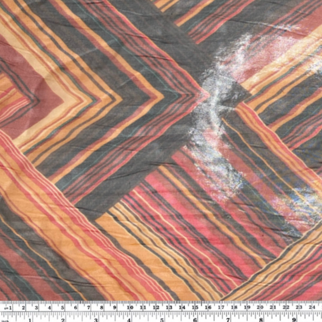 Printed Silk Chiffon - Red/Orange/Black