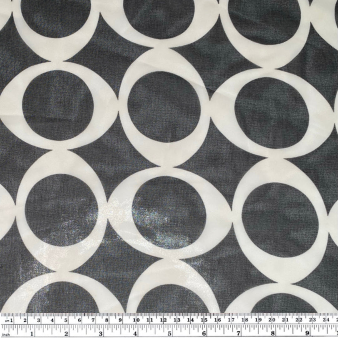 Printed Polyester Chiffon - Circles - Black/White