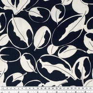 Printed Silk Georgette - Leaves - Black/White