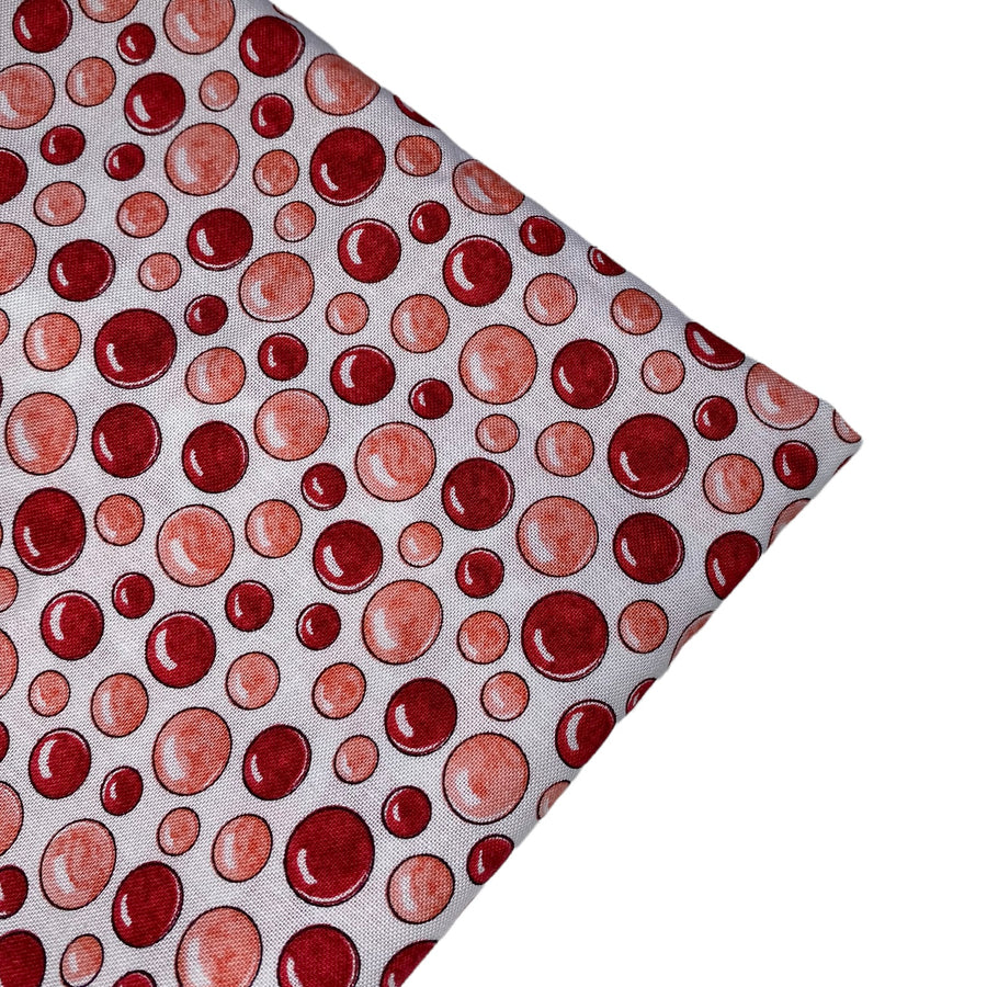Quilting Cotton - Bubbles - 44” - White/Red/Pink