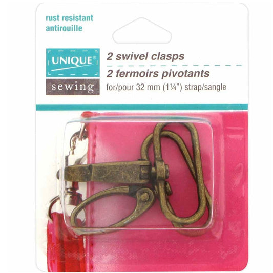 Swivel Clasps - 32mm (1 1/4″) - Antique Gold - 2 pcs.