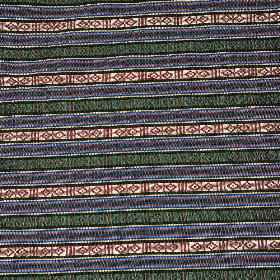 Woven Polyester - Striped Aztec - Green