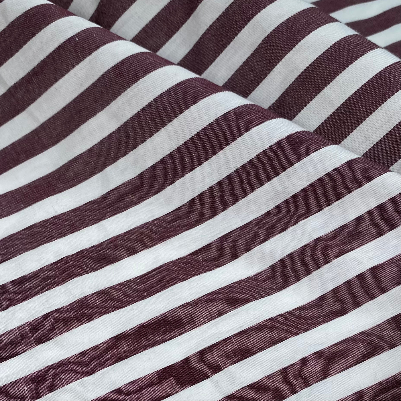 Yarn Dyed - Striped Cotton - White/Burgundy