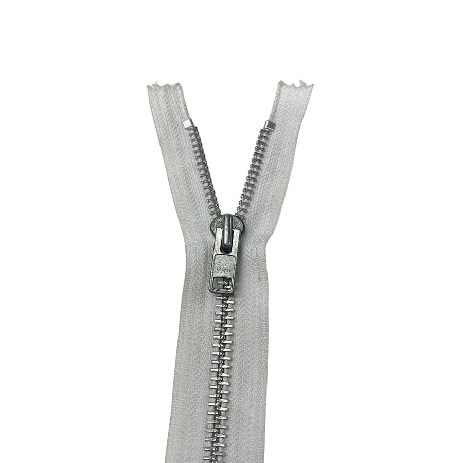 Regular Metal Zipper - YKK - 17” - White/Silver