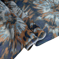 Tie Dyed Printed Stretch Mesh - Blue/Brown/White