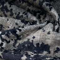 Patterned Velvet Upholstery - Designer Remnant - Roker - Grey/Black