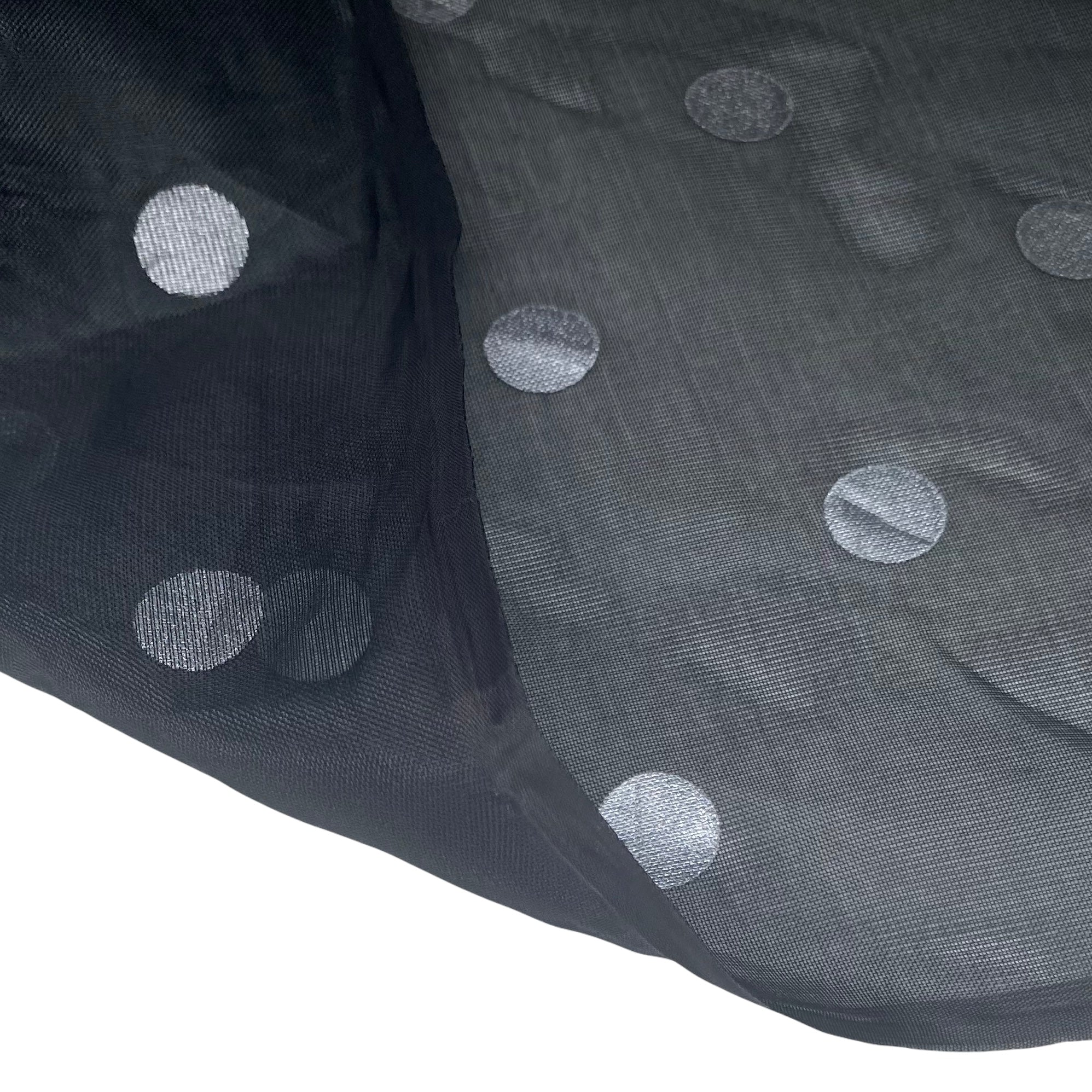 Metallic Polka Dot Polyester Organza - 60” - Black/Silver
