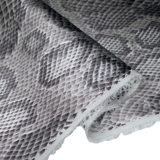 Printed Stretch Silk Charmeuse - Snake - Grey
