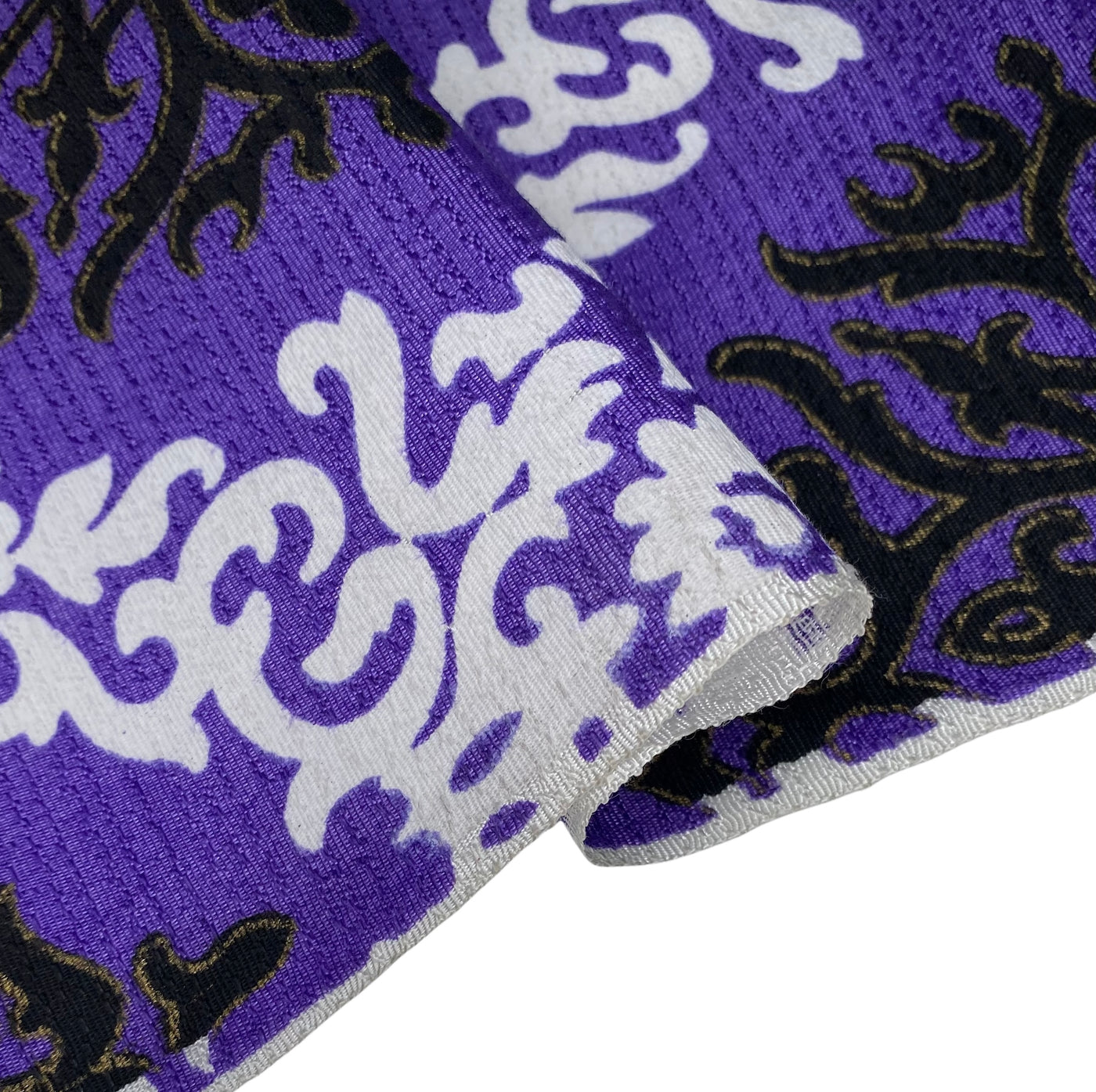 Cotton/Acrylic Brocade - Purple/White/Black