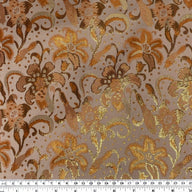 Metallic Floral Polyester Brocade - Orange/Gold