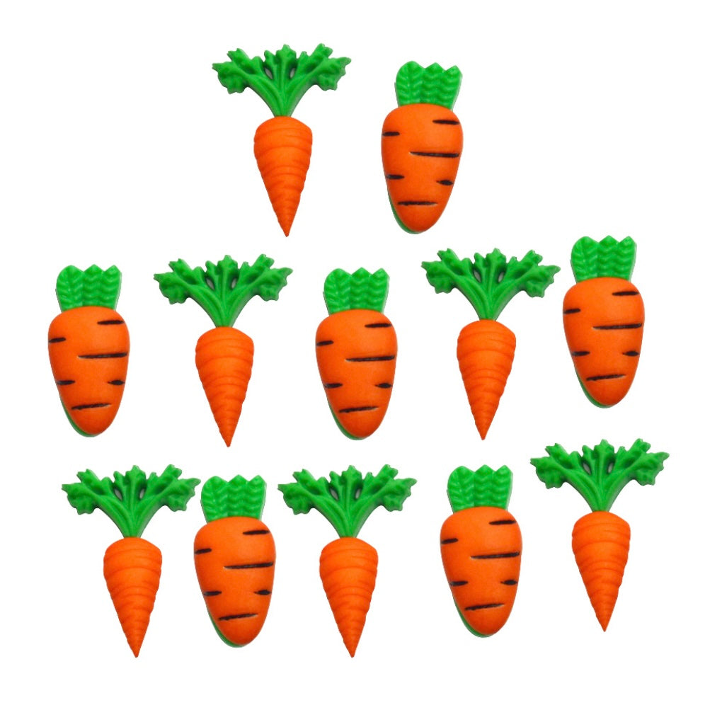 Novelty Buttons - Carrot Crop - 12pcs