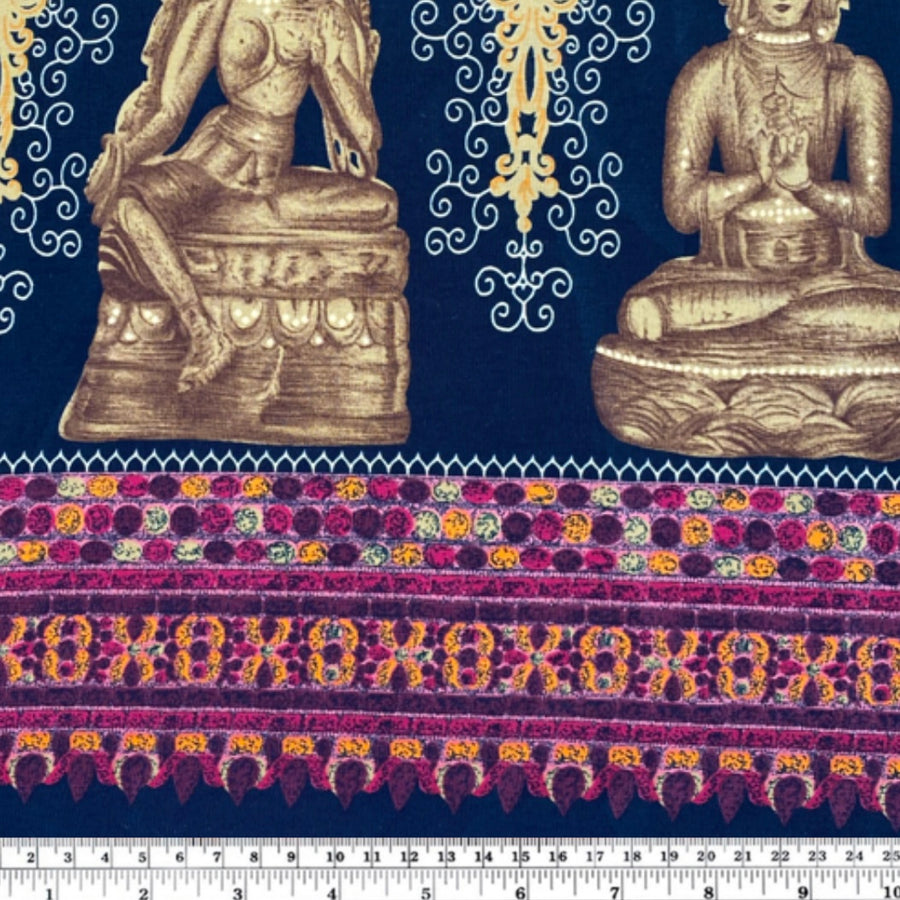 Printed Polyester - Buddha - Red