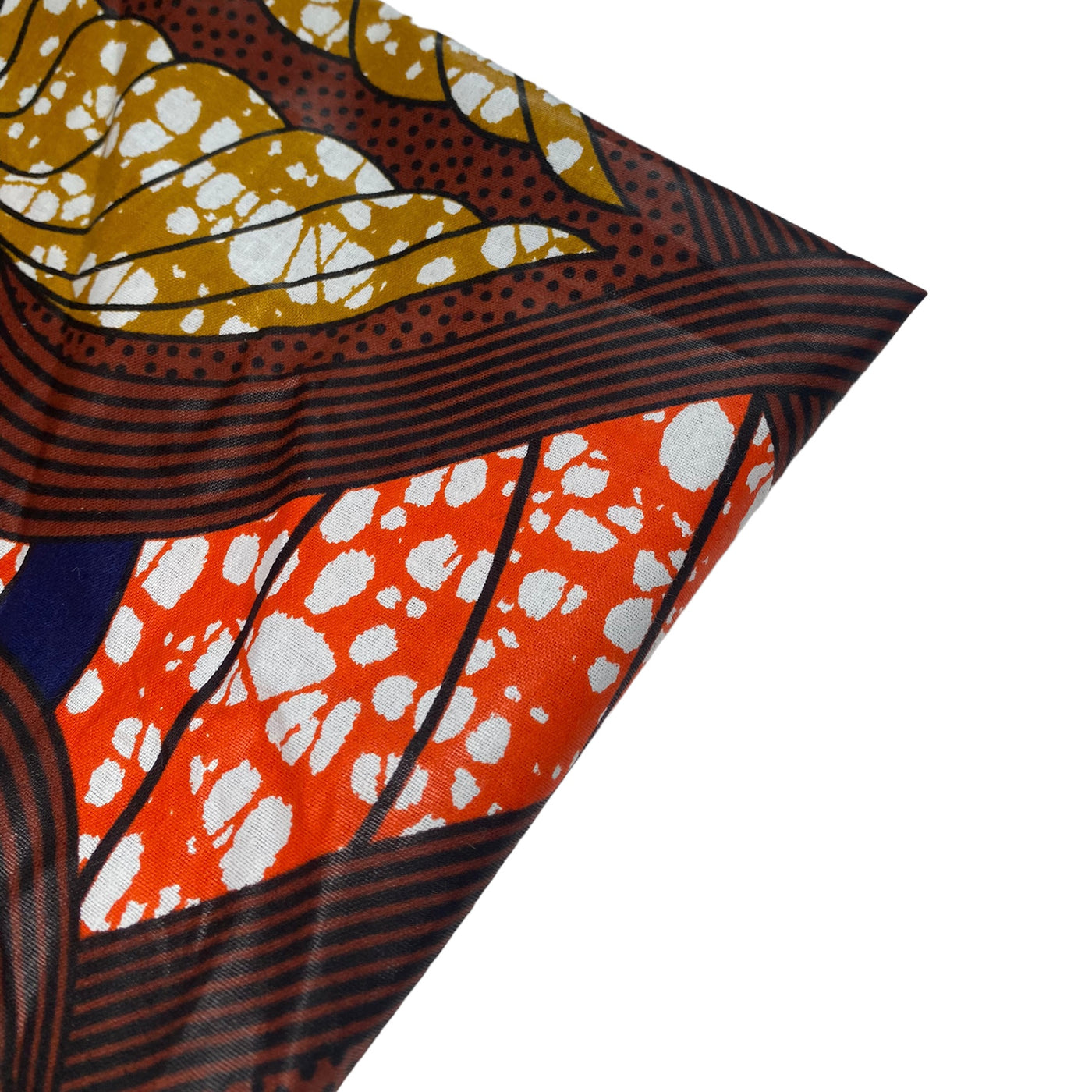 Waxed African Printed Cotton - Brown/Orange