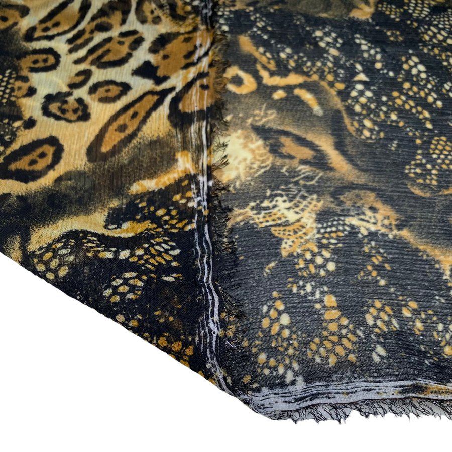 Printed Crinkled Polyester Chiffon - Cheetah