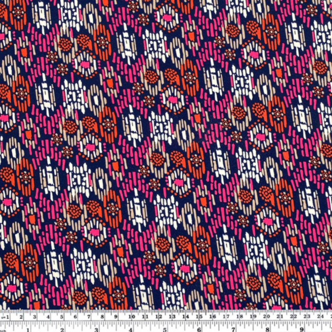 Printed Polyester Chiffon - 60” - Pink/Purple/Orange