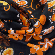 Printed Cotton Voile - Floral - Black/Orange/White