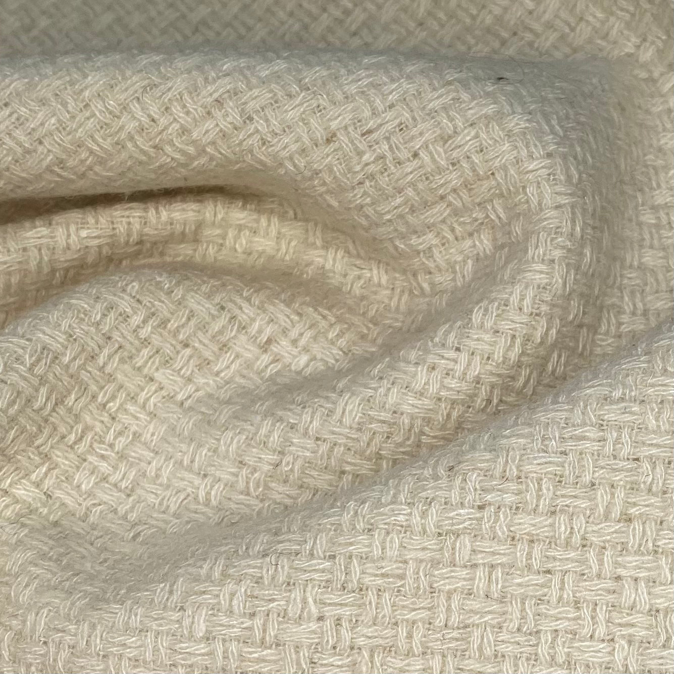 Pre-Interfaced Woven Wool Coating - Remnant - Ivory