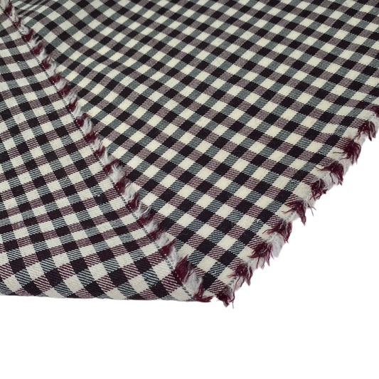 Woven Wool Plaid - Remnant - Beige/Burgundy/Green