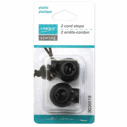 Plastic Round Cord Stops - Black - 2 pcs