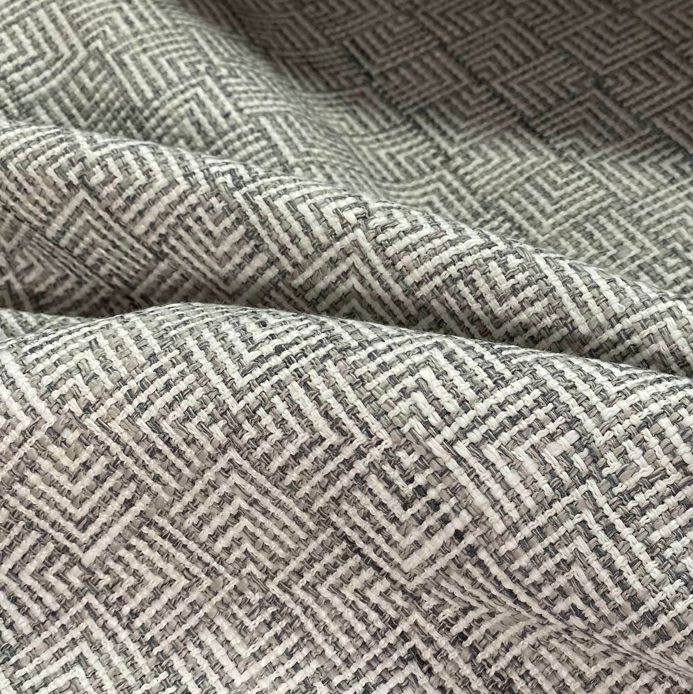 Patterned Upholstery - Designer Remnant - Ivory/Grey