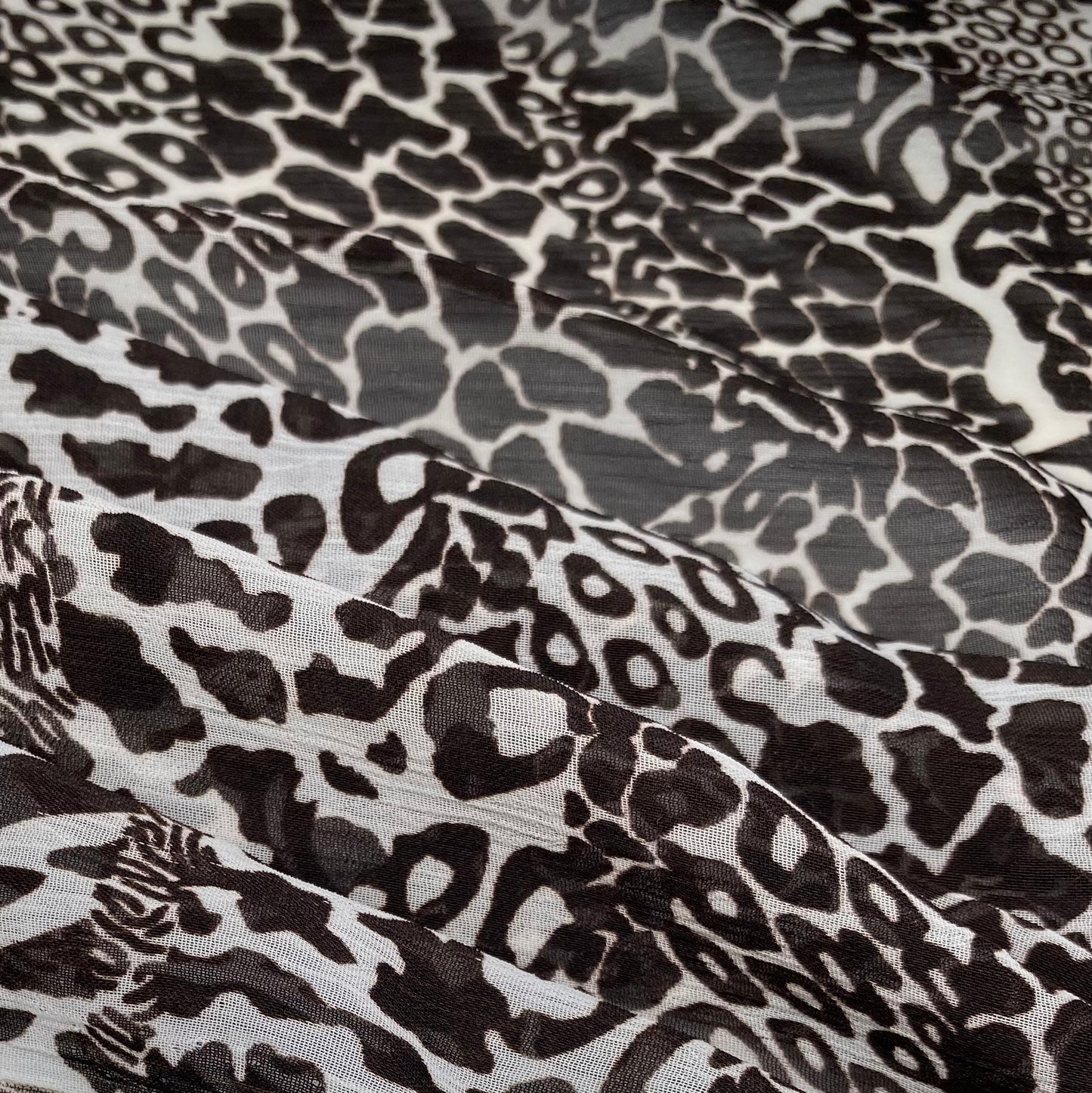 Striped Animal Print Crinkled Polyester Chiffon - 58”