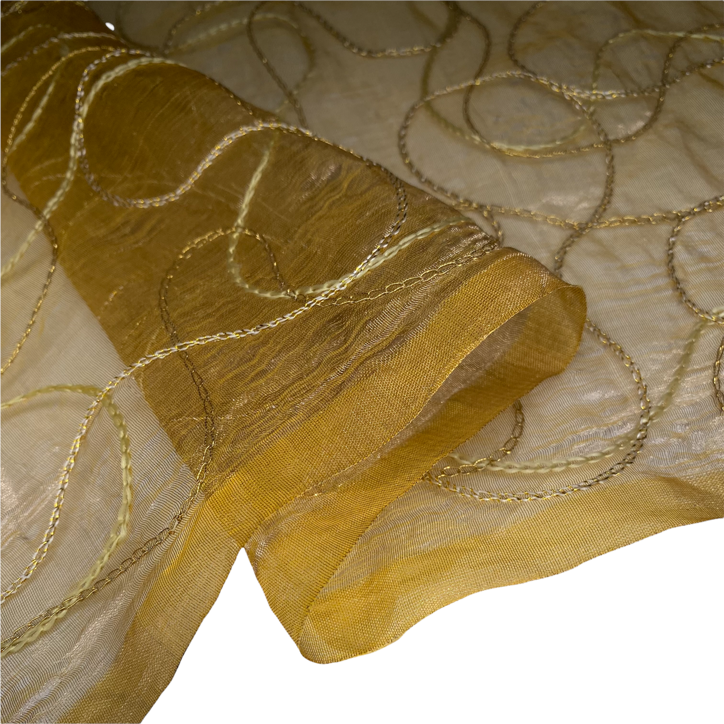 Embroidered Silk Organza - 42” - Yellow Gold