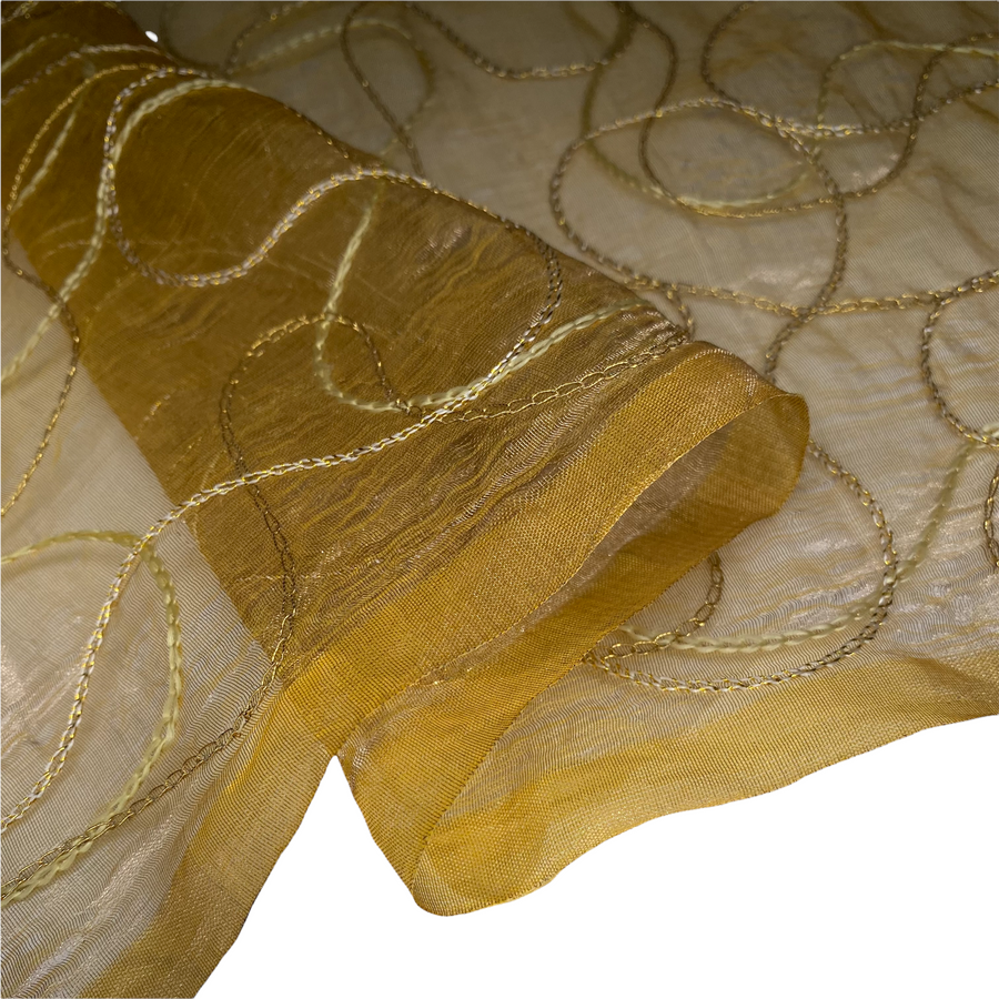 Embroidered Silk Organza - Yellow Gold