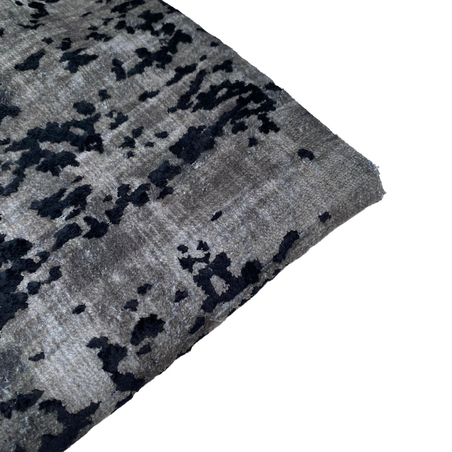 Patterned Velvet Upholstery - Designer Remnant - Roker - Grey/Black