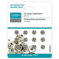 Sew On Snap Fasteners - 7mm (5/16″) - 12  sets - Black