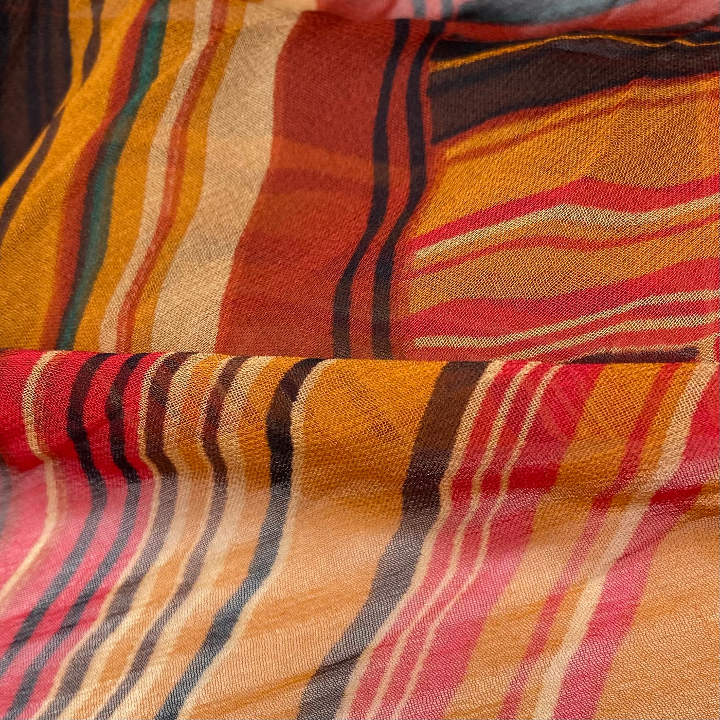 Printed Silk Chiffon - Red/Orange/Black