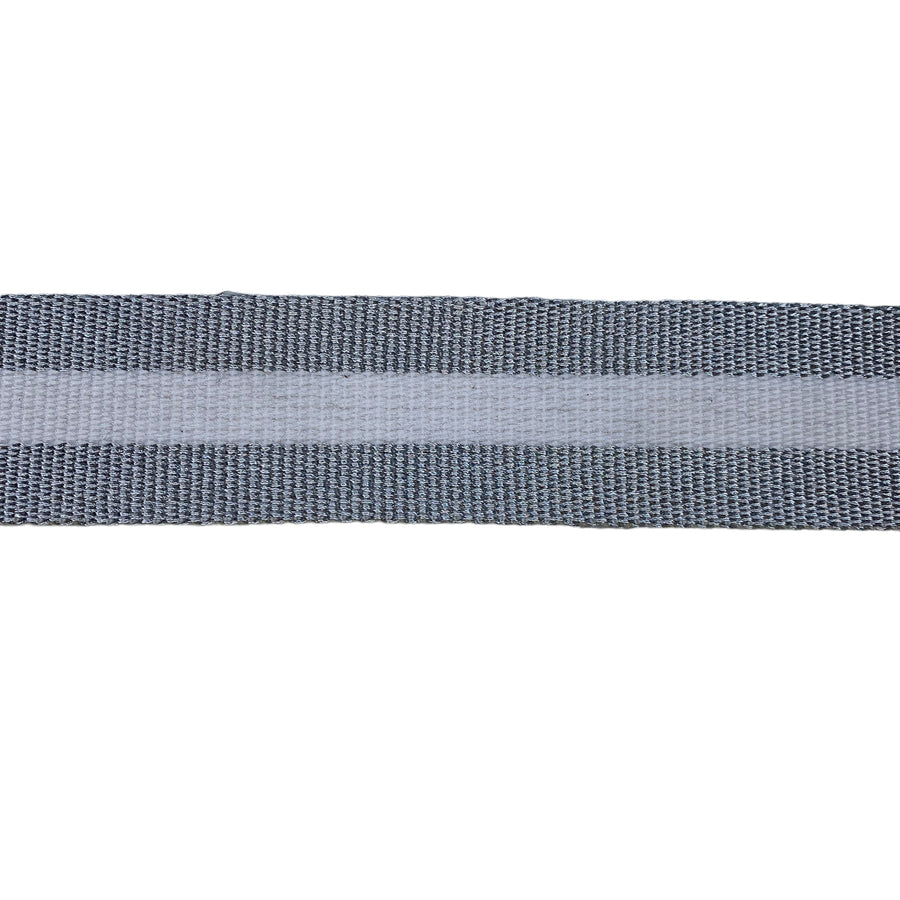 Metallic Decorative Cotton Webbing - 40mm - Silver/White