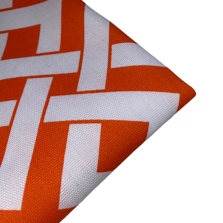 Printed Indoor/Outdoor Canvas - Geometric - Orange/White