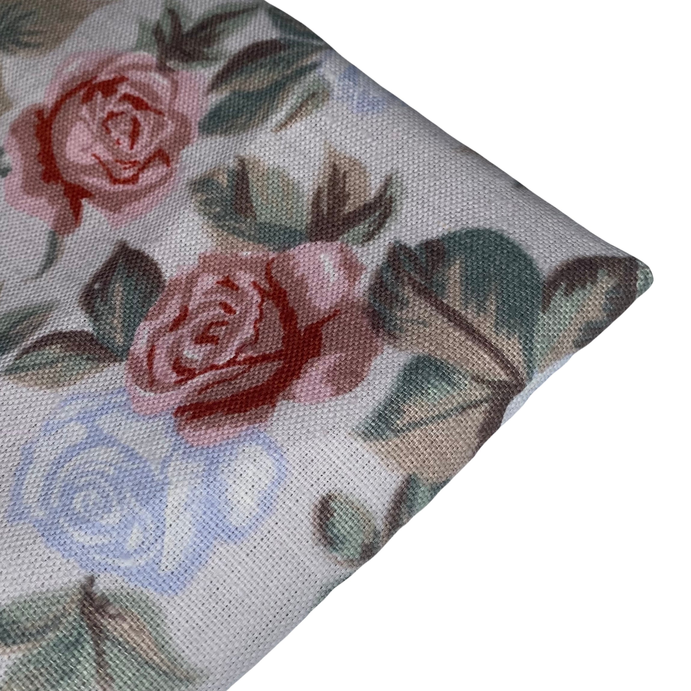 Printed Linen - Floral - Pink/Blue