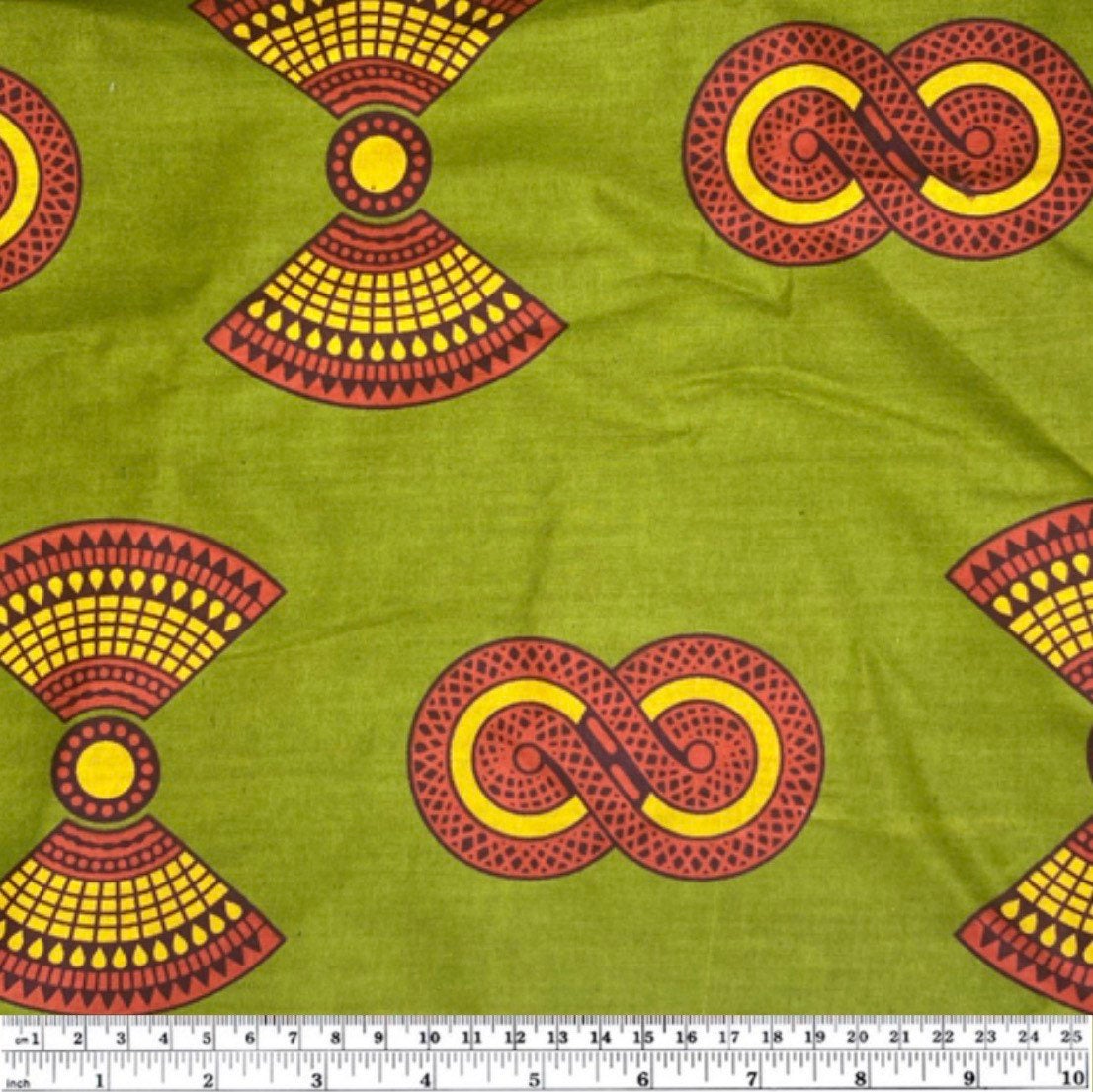 African Printed Cotton - Multi-Colour / Green