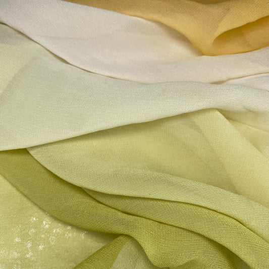 Ombre Silk Chiffon - Green/White/Yellow