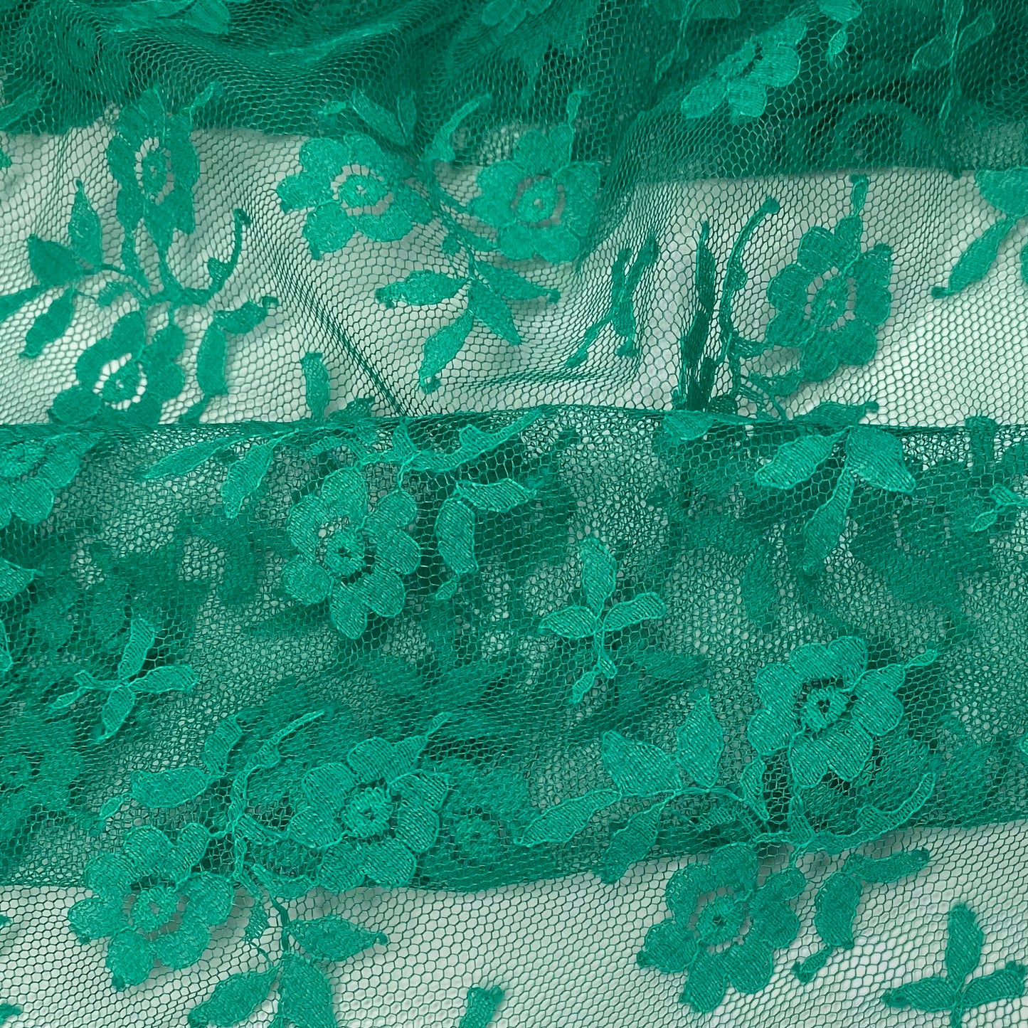 Floral Corded Lace with Scalloped Edges - Green