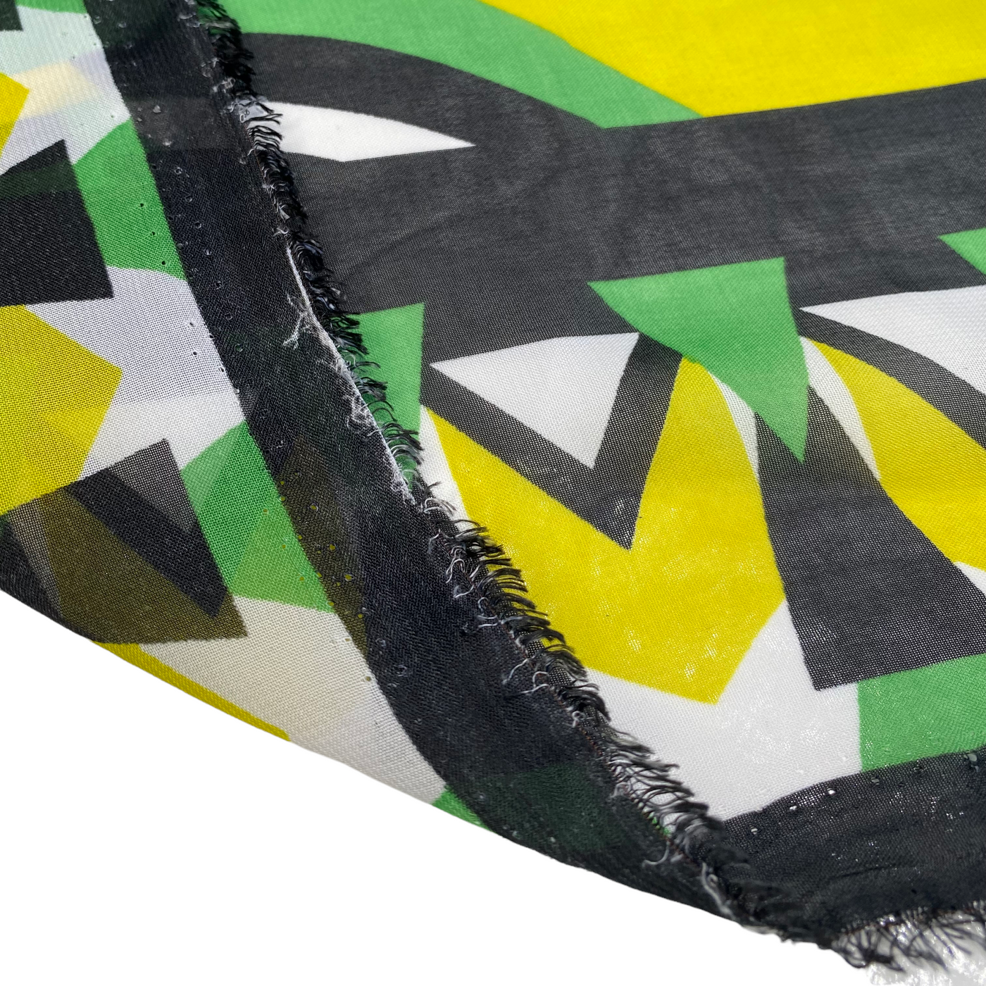 Printed Polyester Chiffon - With Border - Green/Yellow/Black/White